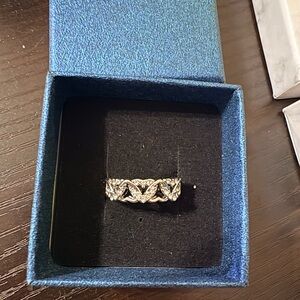 Sterling Silver Diamond-Cut X-Link Women's Ring - Silver